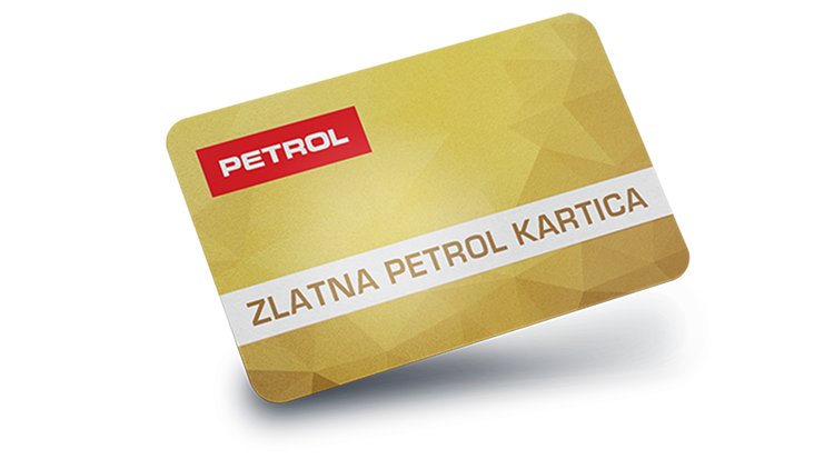 Zlatna Petrol kartica sa Petrol logotipom i natpisom ‘Zlatna Petrol kartica’